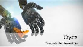  Presentation with butterfly - Cool new slide set with blue sky with cloud backdrop and a white colored foreground