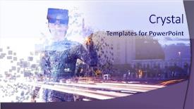  Presentation with augmented reality - Cool new slides with digital composite of woman backdrop and a sky blue colored foreground