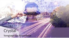  Presentation with augmented reality - Amazing PPT layouts having 3d dark colours - digital composite of woman backdrop and a coral colored foreground