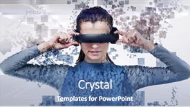  Presentation with augmented reality - Colorful slide deck enhanced with 3d dark colours - digital composite of woman backdrop and a ocean colored foreground