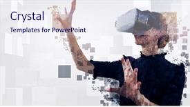  Presentation with augmented reality - PPT layouts enhanced with digital composite of woman background and a sky blue colored foreground