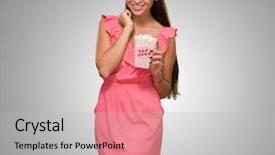  Presentation with movie - Theme with 3d animation film - pretty woman watching 3d movie background and a light gray colored foreground