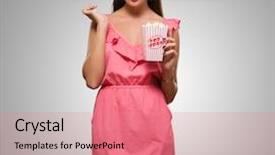  Presentation with movie - Slides having shocked woman watching 3d movie background and a coral colored foreground