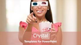  Presentation with man watching woman preparing vegetables - Presentation theme enhanced with animation people - woman laughing watching 3d movie background and a coral colored foreground