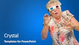  Presentation with moving art blue - Slides consisting of 3d animation film - afraid senior woman watching 3d background and a teal colored foreground