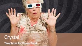  Presentation with movie - PPT theme having 3d animation film - afraid senior woman watching 3d background and a coral colored foreground