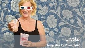  Presentation with glass - Presentation design consisting of 3d animation film - happy woman wearing 3d glass background and a  colored foreground