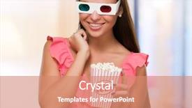  Presentation with marvel movie - PPT layouts consisting of 3d animation film - pretty woman watching 3d movie background and a coral colored foreground