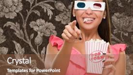  Presentation with vintage movie - Amazing theme having 3d animation film - woman laughing watching 3d movie backdrop and a tawny brown colored foreground
