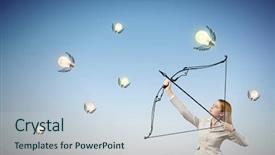  Presentation with archery - Colorful slides enhanced with 3d archery - woman aiming her goal mixed backdrop and a lemonade colored foreground