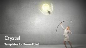  Presentation with goal - Presentation theme having 3d archery - woman aiming her goal mixed background and a gray colored foreground