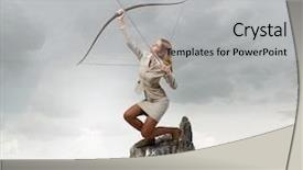  Presentation with archery - Cool new presentation with 3d archery - woman aiming her goal mixed backdrop and a light gray colored foreground