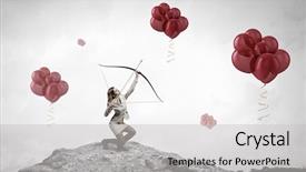  Presentation with goal - Audience pleasing PPT theme consisting of 3d archery - woman aiming her goal mixed backdrop and a  colored foreground