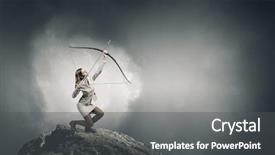  Presentation with archery - Amazing presentation theme having 3d archery - woman aiming her goal mixed backdrop and a  colored foreground