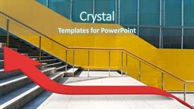  Presentation with growth steps - Audience pleasing theme consisting of arrows up - 3d arrow growth sign backdrop and a ocean colored foreground