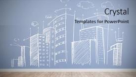  Presentation with floor plan - Colorful PPT layouts enhanced with 3d arrows - city plan against room backdrop and a light blue colored foreground