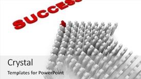  Presentation with success arrow 24 - Slide deck having 3d arrows - people form up in arrow background and a light gray colored foreground