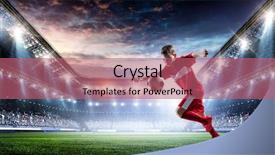  Presentation with champion - Beautiful PPT theme featuring 3d ball - little soccer champion mixed media backdrop and a coral colored foreground