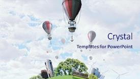  Presentation with sky - Cool new presentation with 3d image city - aerostats flying over sky mixed backdrop and a sky blue colored foreground