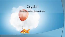  Presentation with goldfish - PPT theme having goldfish fly on balloon mixed media background and a light blue colored foreground