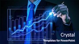  Presentation with graphics - Cool new theme with 3d bar chart - closeup image of businessman drawing backdrop and a navy blue colored foreground