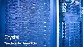  Presentation with data center - Cool new slides with 3d blue - server rack cluster backdrop and a ocean colored foreground