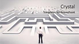  Presentation with ready - Beautiful PPT theme featuring 3d brainstorming - businessman getting ready to enter backdrop and a  colored foreground