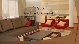  Presentation with hotel construction - Slides having 3d building construction - hotel background and a coral colored foreground