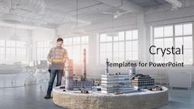  Presentation with development - Beautiful theme featuring 3d building construction - my best development project mixed backdrop and a light gray colored foreground