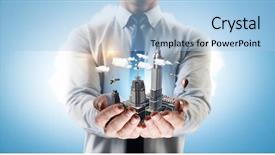  Presentation with cooperative cooperation at new project - Amazing presentation theme having 3d building construction - my new development project mixed backdrop and a light blue colored foreground