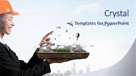  Presentation with development - Beautiful presentation theme featuring 3d building construction - my new development project mixed backdrop and a sky blue colored foreground