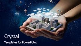  Presentation with development - Amazing slide deck having 3d building construction - new development project mixed media backdrop and a navy blue colored foreground