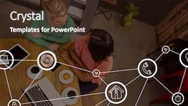  Presentation with oil and gas icons - Beautiful slide set featuring 3d cakes - connection icons against meeting background backdrop and a wine colored foreground