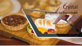  Presentation with digital - Presentation theme having 3d cakes - hand photographing tarts through digital background and a gold colored foreground