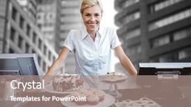 Presentation with city buildings - Amazing PPT layouts having 3d cakes - portrait of female owner standing backdrop and a  colored foreground