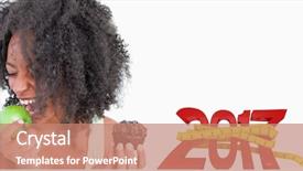  Presentation with going green - Presentation enhanced with 3d cakes - young woman going to eat background and a coral colored foreground