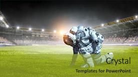  Presentation with astronaut - Slide set consisting of 3d character - astronaut starting to run mixed background and a gold colored foreground