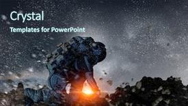  Presentation with astronaut - Presentation with 3d character - astronaut starting to run mixed background and a tawny brown colored foreground