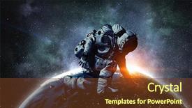  Presentation with astronaut - Presentation theme consisting of 3d character - astronaut starting to run mixed background and a tawny brown colored foreground