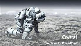  Presentation with astronaut - Presentation theme enhanced with 3d character - astronaut starting to run mixed background and a gray colored foreground