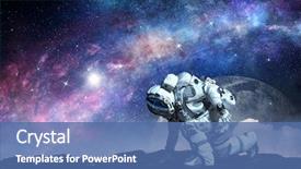  Presentation with astronaut - PPT theme enhanced with 3d character - astronaut starting to run mixed background and a ocean colored foreground
