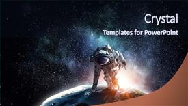  Presentation with astronaut - Amazing slide set having 3d character - astronaut starting to run mixed backdrop and a wine colored foreground