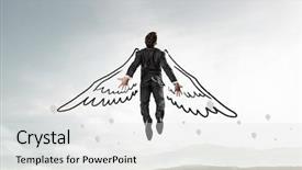  Presentation with free - Slide set consisting of 3d character - feeling free and happy mixed background and a light gray colored foreground