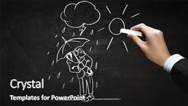  Presentation with chalk - Theme having 3d character - funny businessman chalk drawing mixed background and a dark gray colored foreground