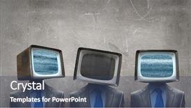  Presentation with character - Cool new presentation theme with 3d character - monitor headed businessman mixed media backdrop and a ocean colored foreground