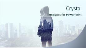  Presentation with give - Slide deck with 3d character - never give up your dream background and a cool aqua colored foreground