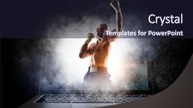  Presentation with play - PPT theme featuring 3d character - play it online mixed media background and a wine colored foreground