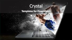  Presentation with play - Beautiful PPT theme featuring 3d character - play it online mixed media backdrop and a dark gray colored foreground