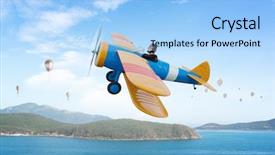  Presentation with airplane - Audience pleasing PPT layouts consisting of 3d character - woman in drawn airplane mixed backdrop and a light blue colored foreground