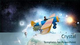  Presentation with airplane - Presentation with 3d character - woman in drawn airplane mixed background and a light blue colored foreground